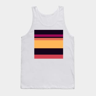 An unthinkable composition of Almost Black, Jazzberry Jam, Faded Red, Light Red Ochre and Pastel Orange stripes. Tank Top